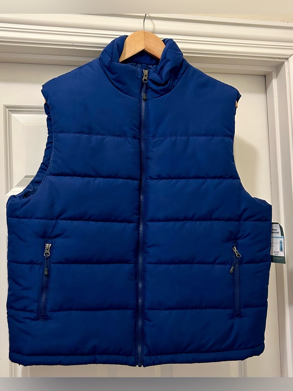 NWT Navy Blue Y2K Puffer Vest Size Large Adjustable Waist Band Pockets Insulated